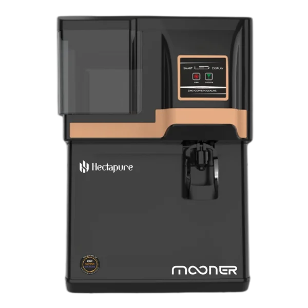 Hectapure Mooner RO Water Purifier with Zinc, Copper & Alkaline | In-Tank UV | Up to 2500 TDS | Zero Service for 2 Years (HydroGuard Tech) | 5-Year Warranty | NSF Certified Components